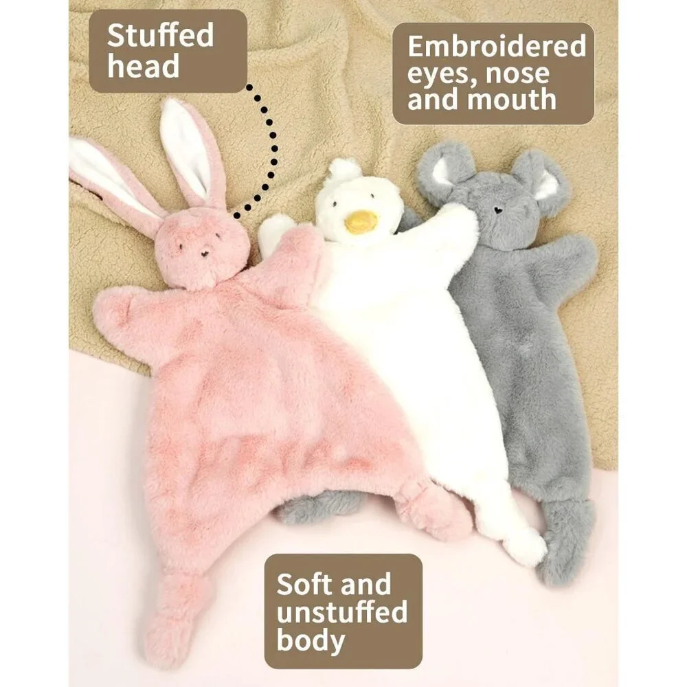 Little Rawr Lovey Soft Toy 12-Inches Pink Bunny, Stuffed Animals for Babies